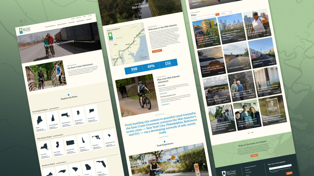 east coast greenway alliance website design three pages