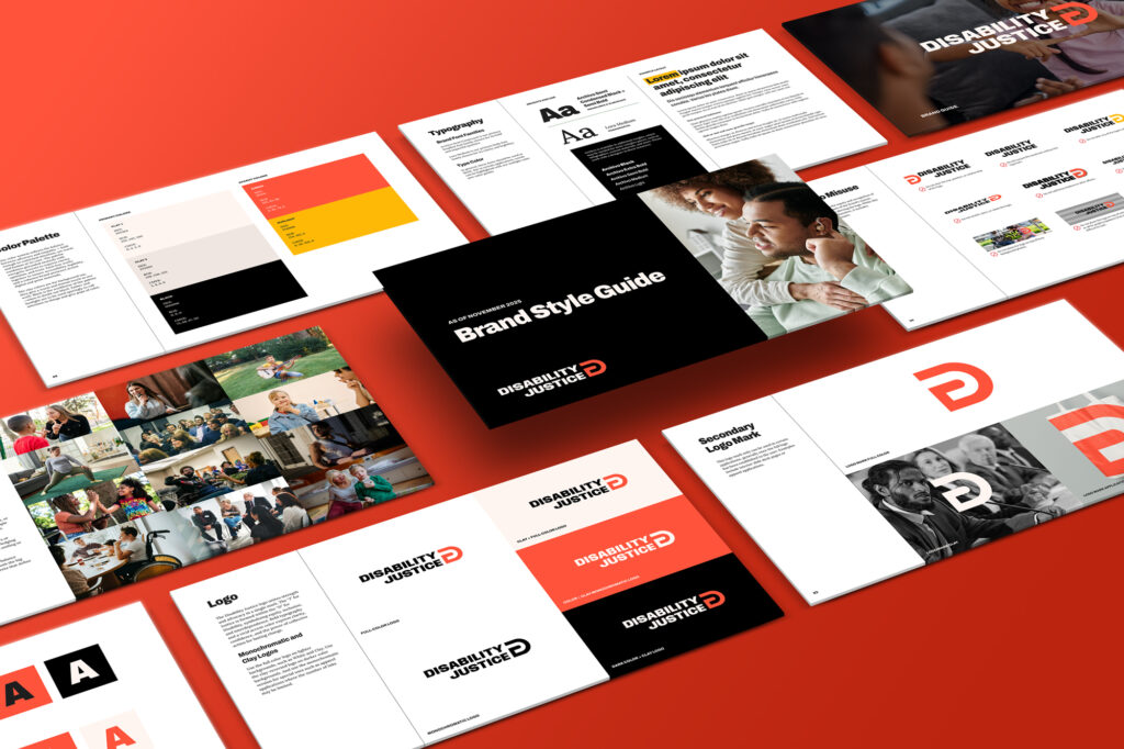 disability justice brand style guide guidelines mockup